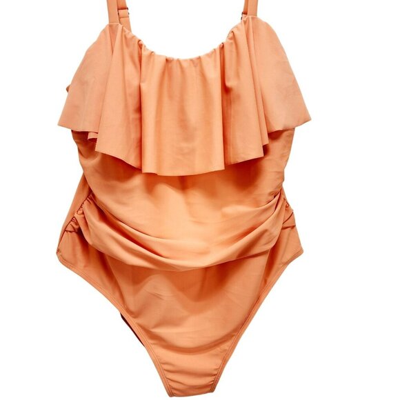 CUPSHE Women's Swimsuit Ruffle Trim Belly Concealing One Piece Swimwear Size 2X - Picture 5 of 13